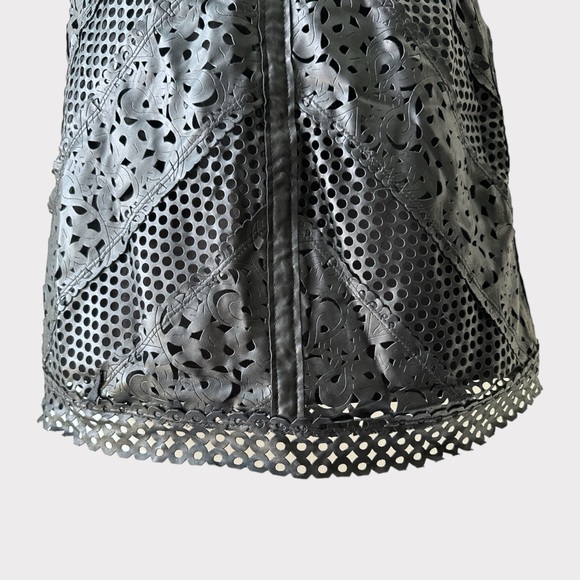 Bebe Faux Leather Cutout Perforated Dress, Size XS, Black - Picture 3 of 8